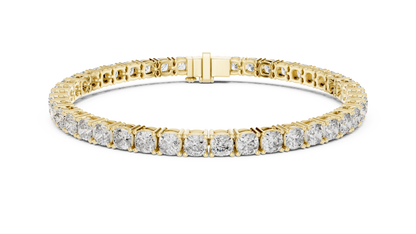 925 Silver Round Cut Moissanite Tennis Bracelet 14K Gold Plated