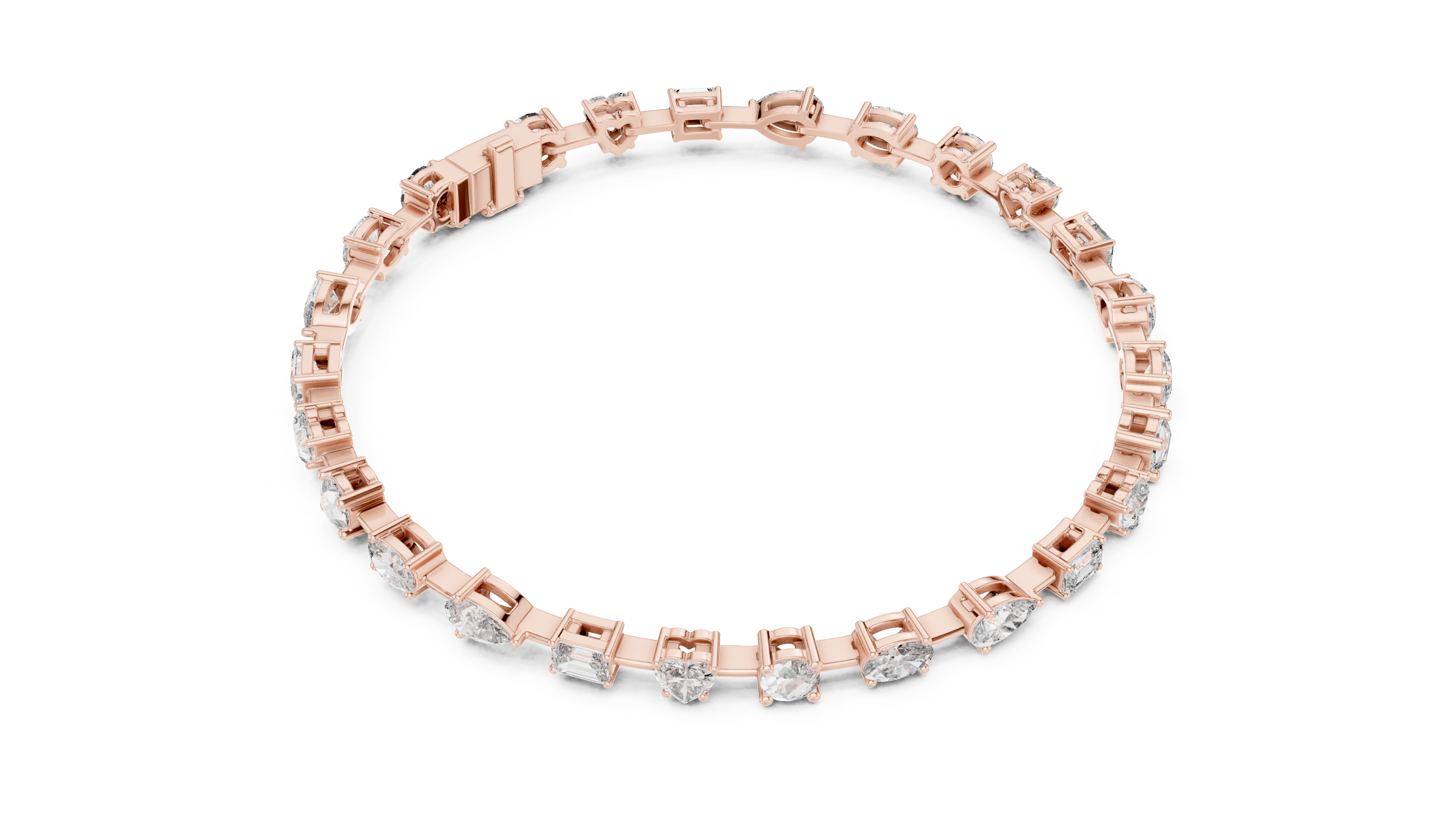 925 Silver Mixed Cut Moissanite Tennis Bracelet 14K Gold Plated