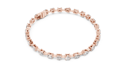 925 Silver Mixed Cut Moissanite Tennis Bracelet 14K Gold Plated
