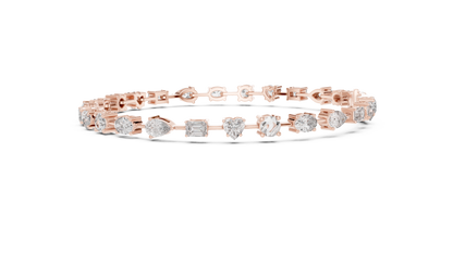 925 Silver Mixed Cut Moissanite Tennis Bracelet 14K Gold Plated