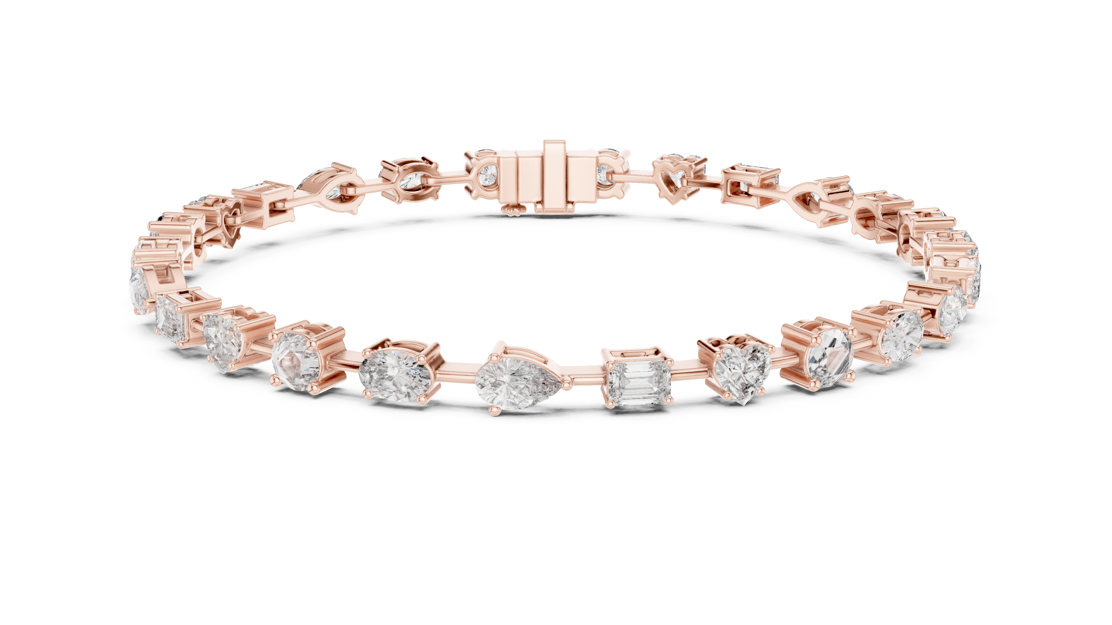 925 Silver Mixed Cut Moissanite Tennis Bracelet 14K Gold Plated