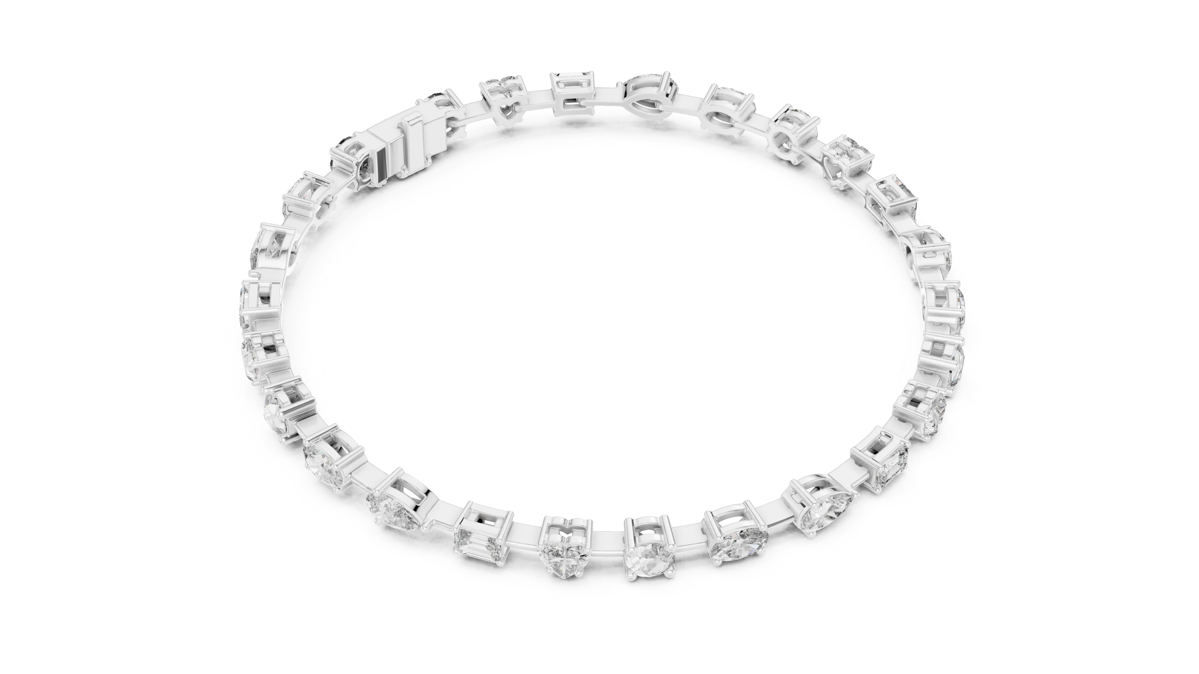 925 Silver Mixed Cut Moissanite Tennis Bracelet 14K Gold Plated