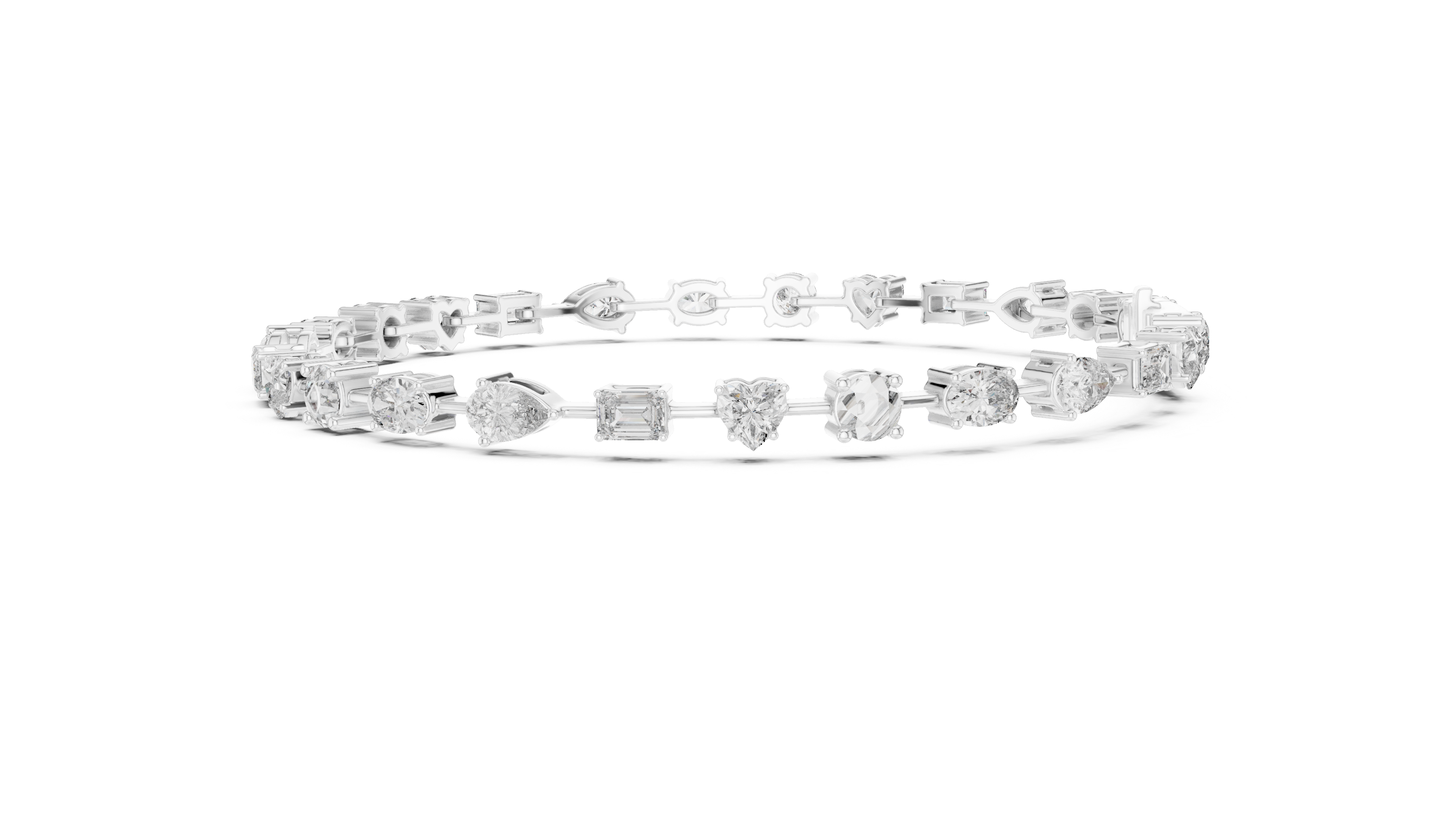 925 Silver Mixed Cut Moissanite Tennis Bracelet 14K Gold Plated