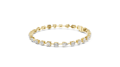 925 Silver Mixed Cut Moissanite Tennis Bracelet 14K Gold Plated