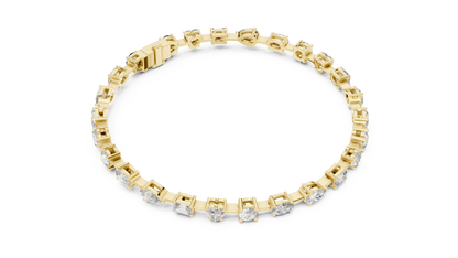 925 Silver Mixed Cut Moissanite Tennis Bracelet 14K Gold Plated