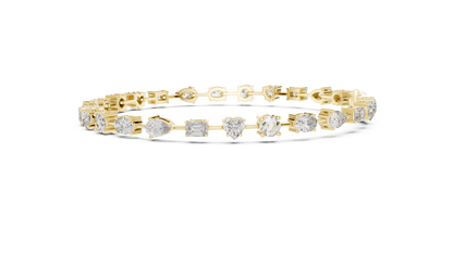 925 Silver Mixed Cut Moissanite Tennis Bracelet 14K Gold Plated