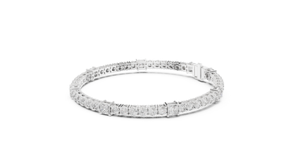 RKC 925 સ્ટર્લિંગ સિલ્વર 0.39Ct મોઈસાનાઈટ મહિલા બ્રેસલેટ 14K યલો ગોલ્ડ પ્લેટેડ Wt 11.50gm