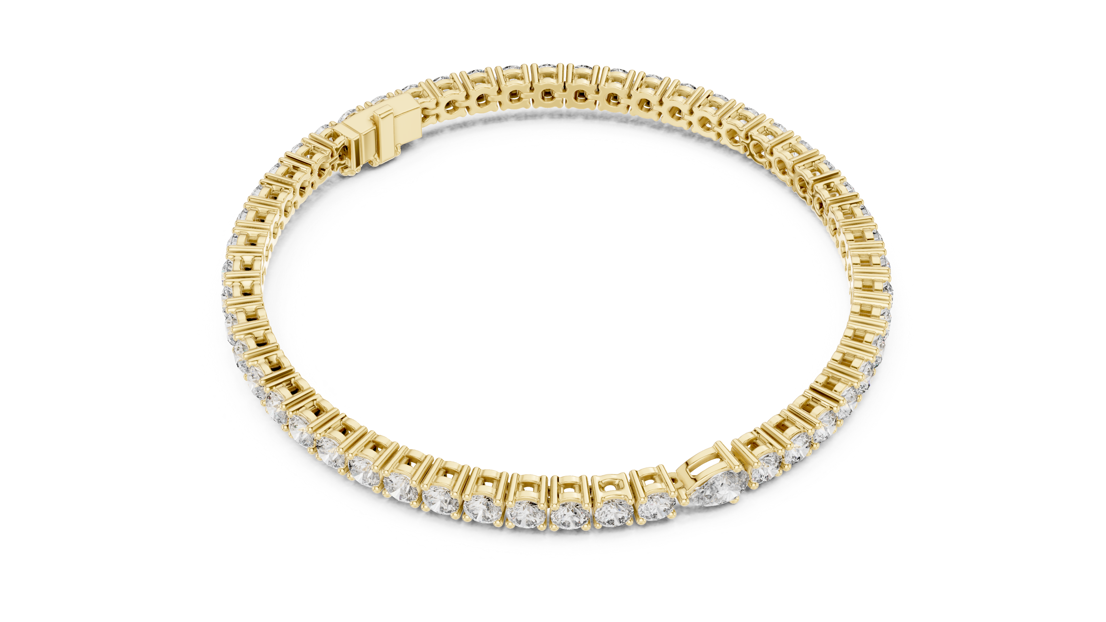 925 Silver Certified Moissanite Tennis Bracelet 14K Gold Plated