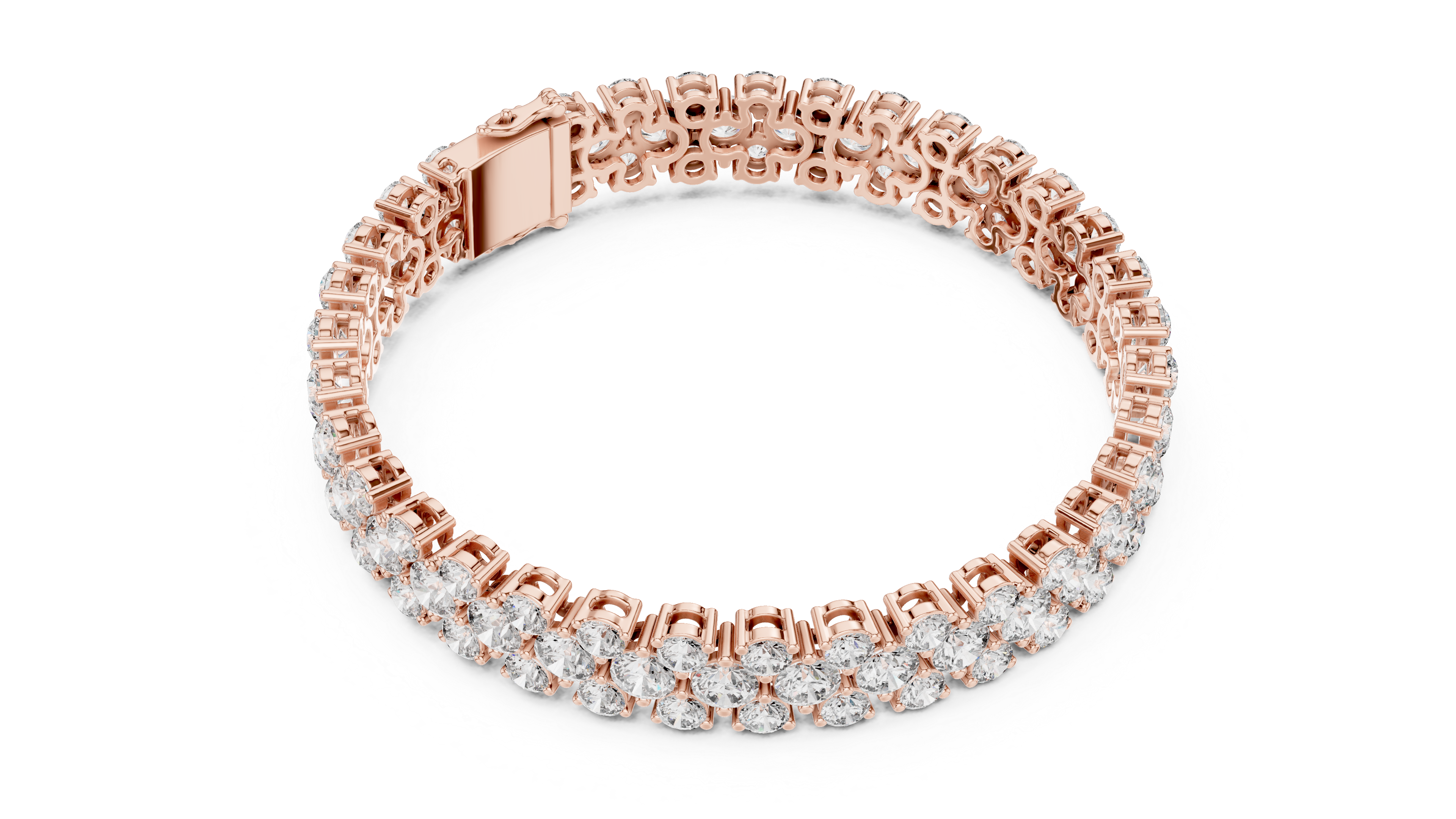 925 Silver Floral Cluster Moissanite Tennis Bracelet 14K Gold Plated