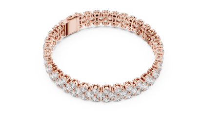 925 Silver Floral Cluster Moissanite Tennis Bracelet 14K Gold Plated