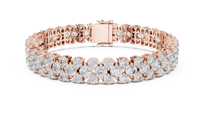 925 Silver Floral Cluster Moissanite Tennis Bracelet 14K Gold Plated