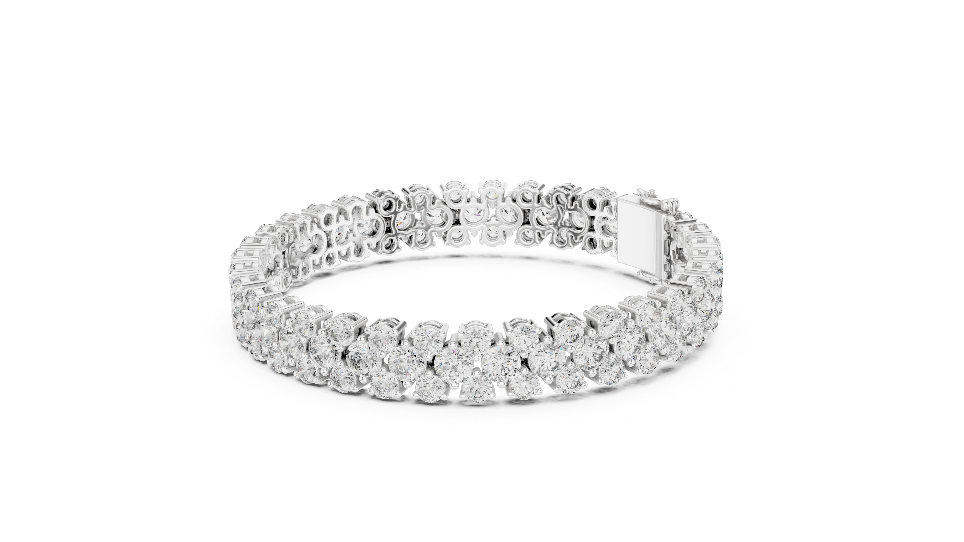 925 Silver Floral Cluster Moissanite Tennis Bracelet 14K Gold Plated