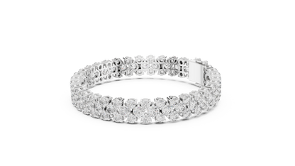 925 Silver Floral Cluster Moissanite Tennis Bracelet 14K Gold Plated