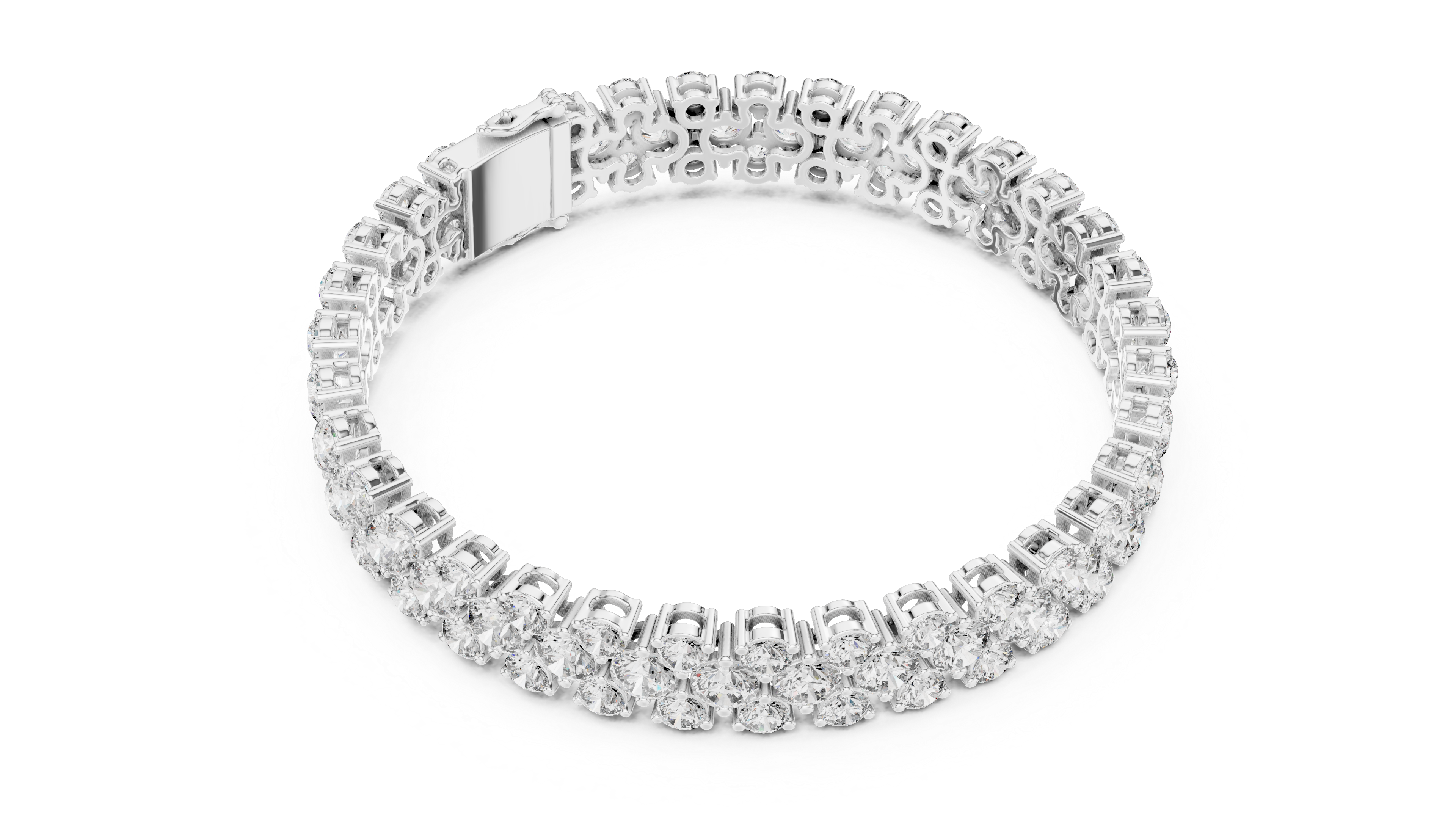 925 Silver Floral Cluster Moissanite Tennis Bracelet 14K Gold Plated