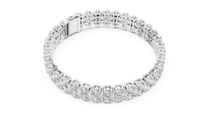 925 Silver Floral Cluster Moissanite Tennis Bracelet 14K Gold Plated