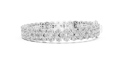 925 Silver Floral Cluster Moissanite Tennis Bracelet 14K Gold Plated