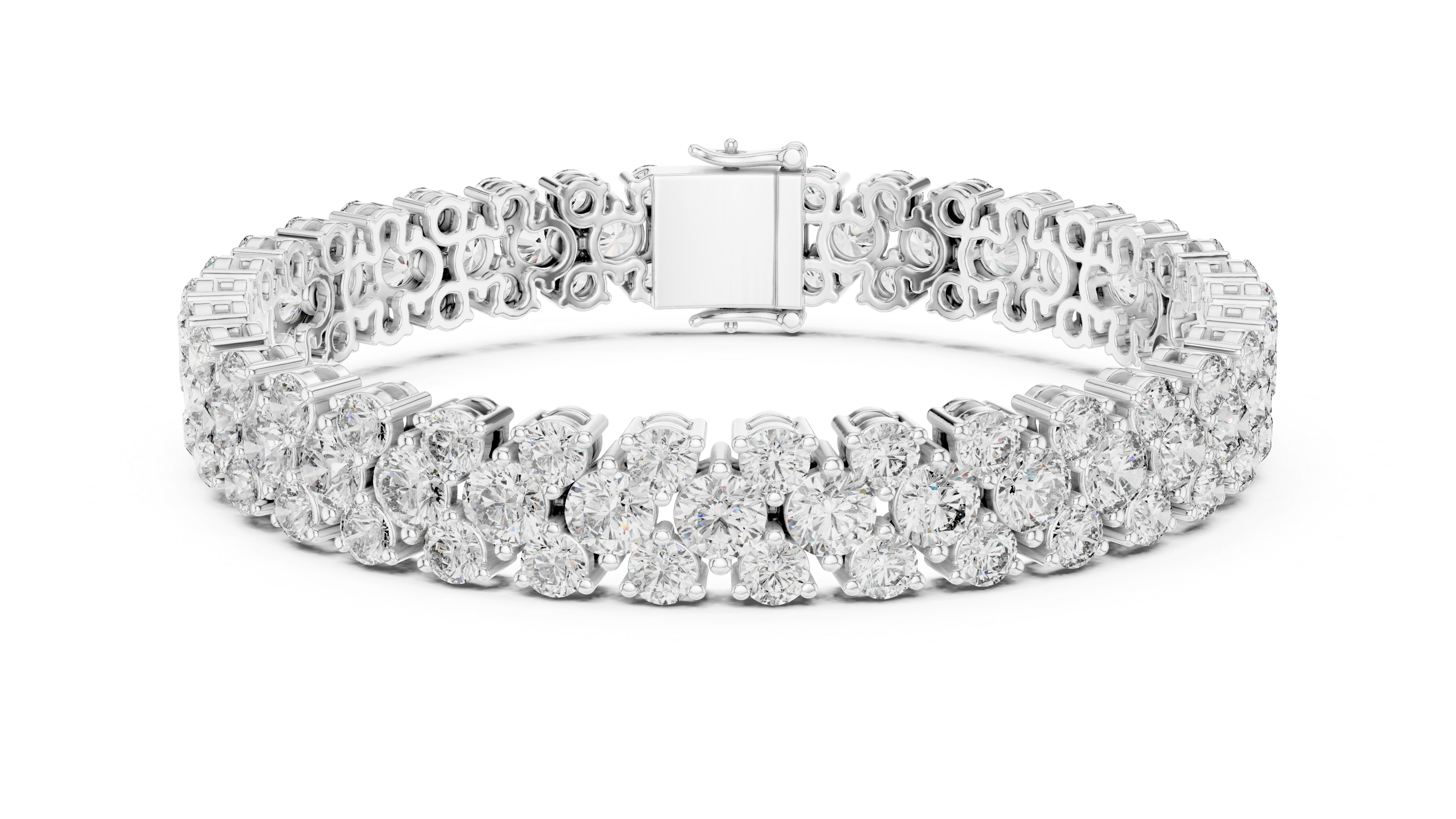 925 Silver Floral Cluster Moissanite Tennis Bracelet 14K Gold Plated