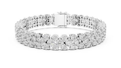 925 Silver Floral Cluster Moissanite Tennis Bracelet 14K Gold Plated