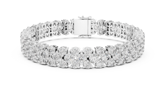 925 Silver Floral Cluster Moissanite Tennis Bracelet 14K Gold Plated