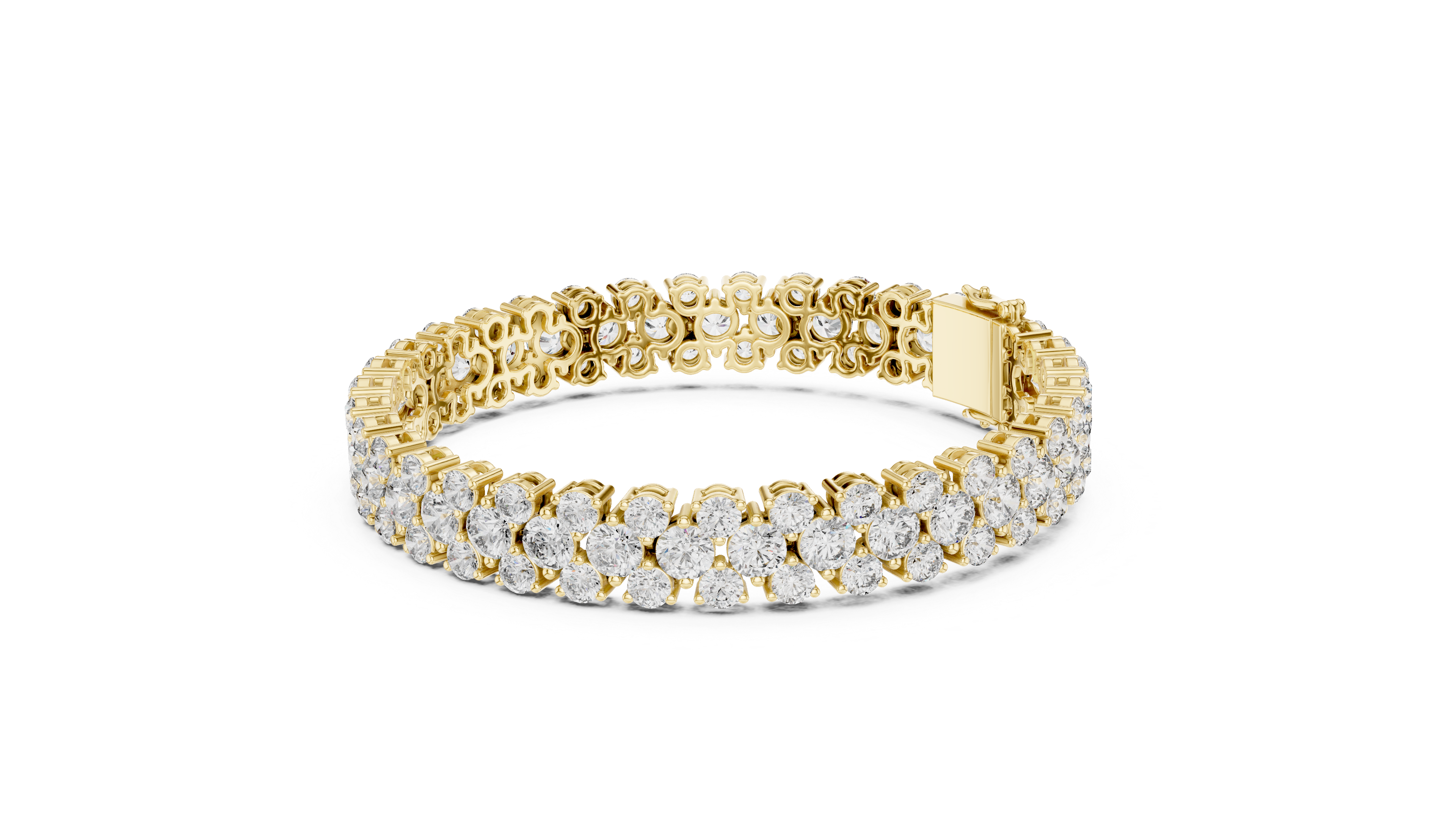 925 Silver Floral Cluster Moissanite Tennis Bracelet 14K Gold Plated