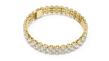 925 Silver Floral Cluster Moissanite Tennis Bracelet 14K Gold Plated