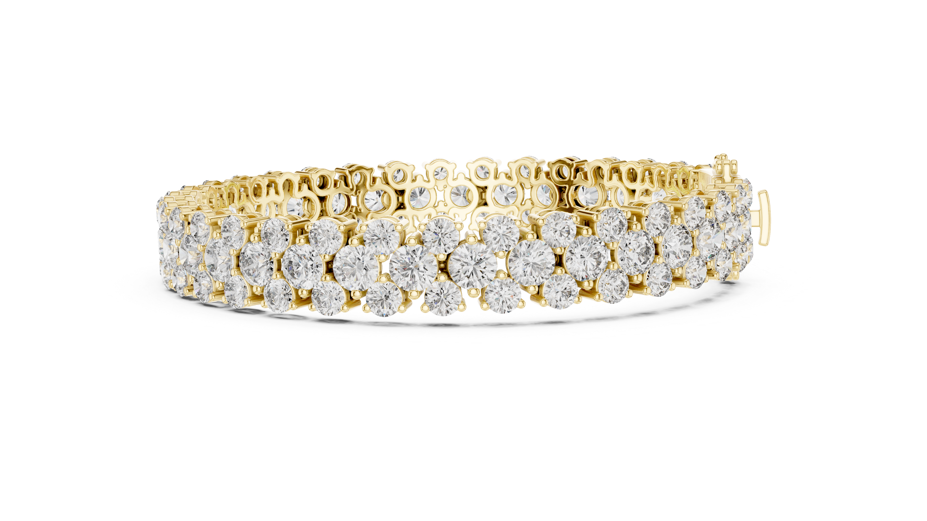 925 Silver Floral Cluster Moissanite Tennis Bracelet 14K Gold Plated