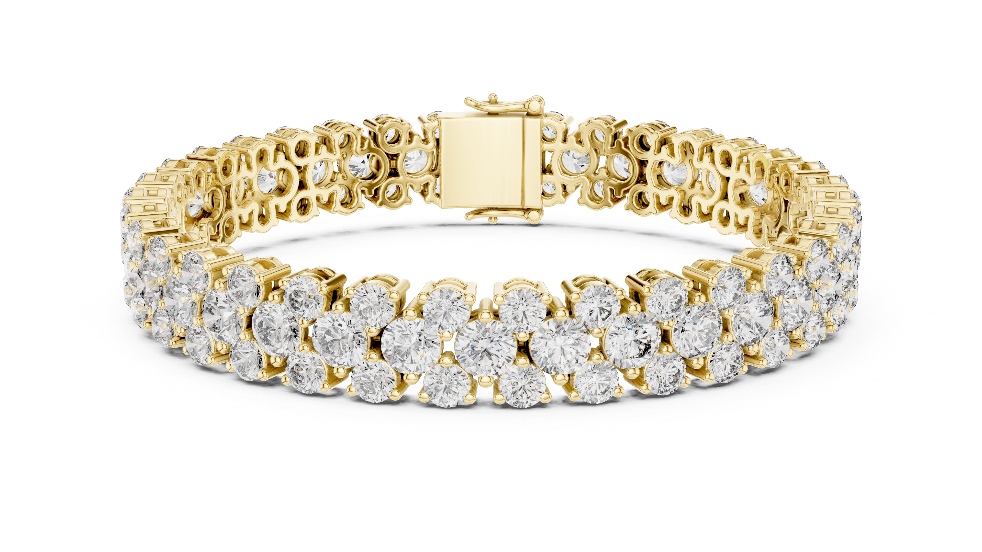 925 Silver Floral Cluster Moissanite Tennis Bracelet 14K Gold Plated