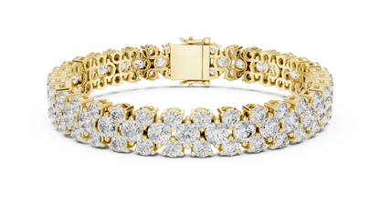 925 Silver Floral Cluster Moissanite Tennis Bracelet 14K Gold Plated