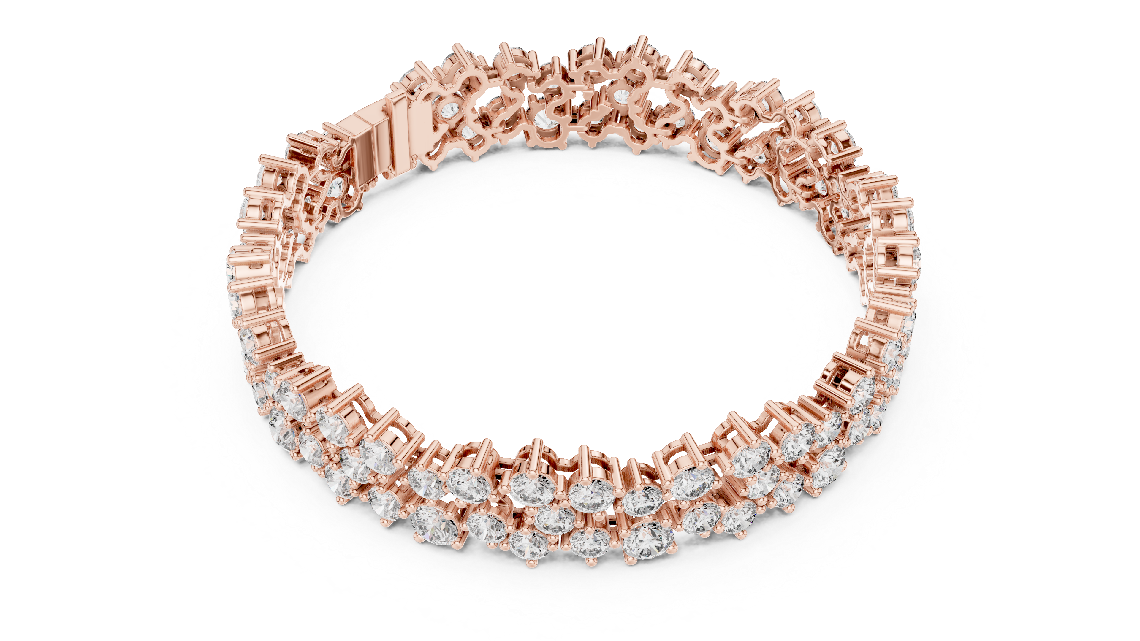 925 Silver Round Moissanite Tennis Bracelet 14K Gold Plated