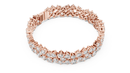 925 Silver Round Moissanite Tennis Bracelet 14K Gold Plated