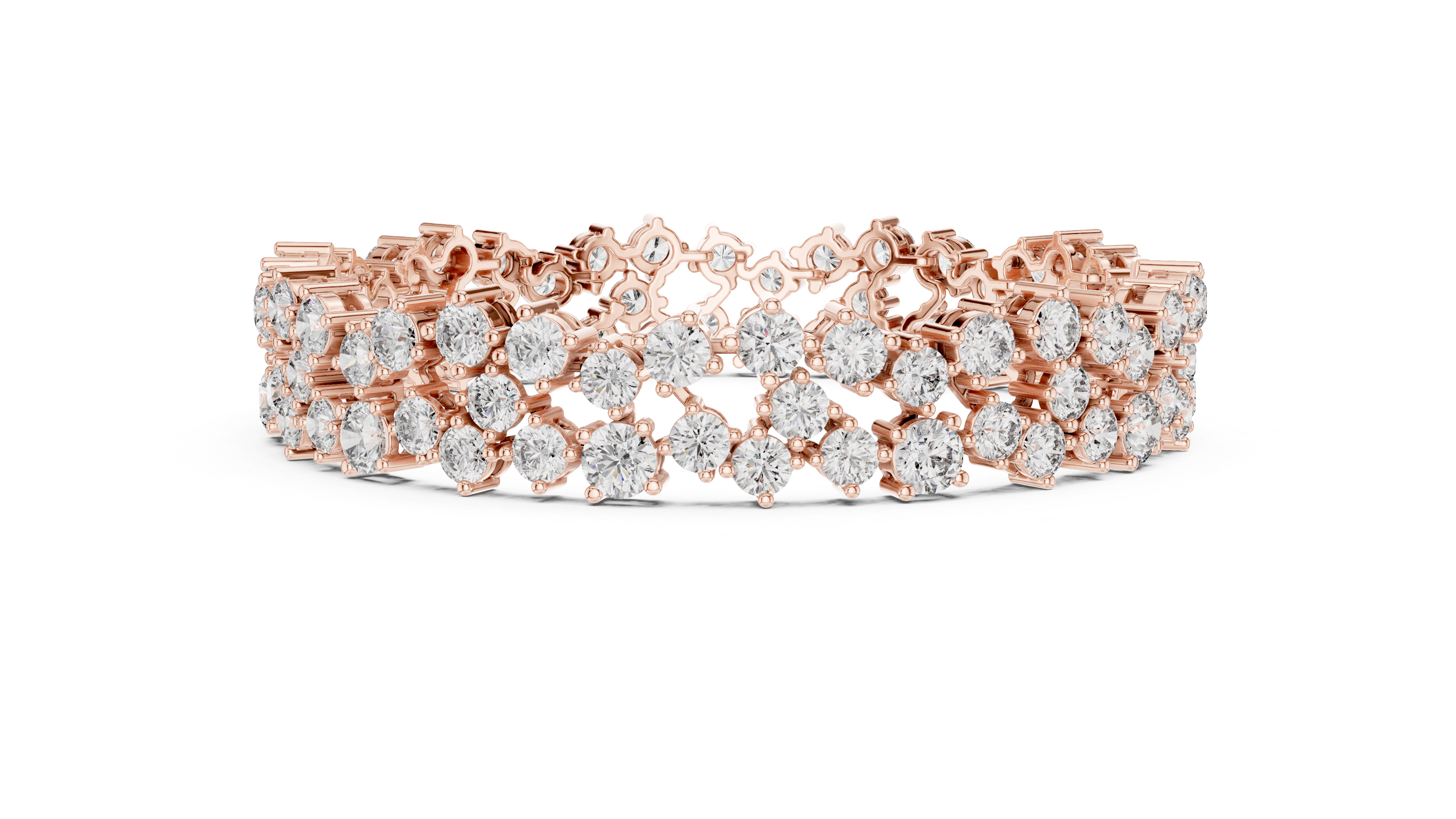 925 Silver Round Moissanite Tennis Bracelet 14K Gold Plated