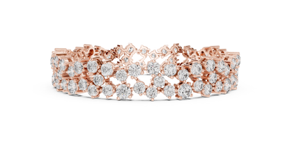 925 Silver Round Moissanite Tennis Bracelet 14K Gold Plated