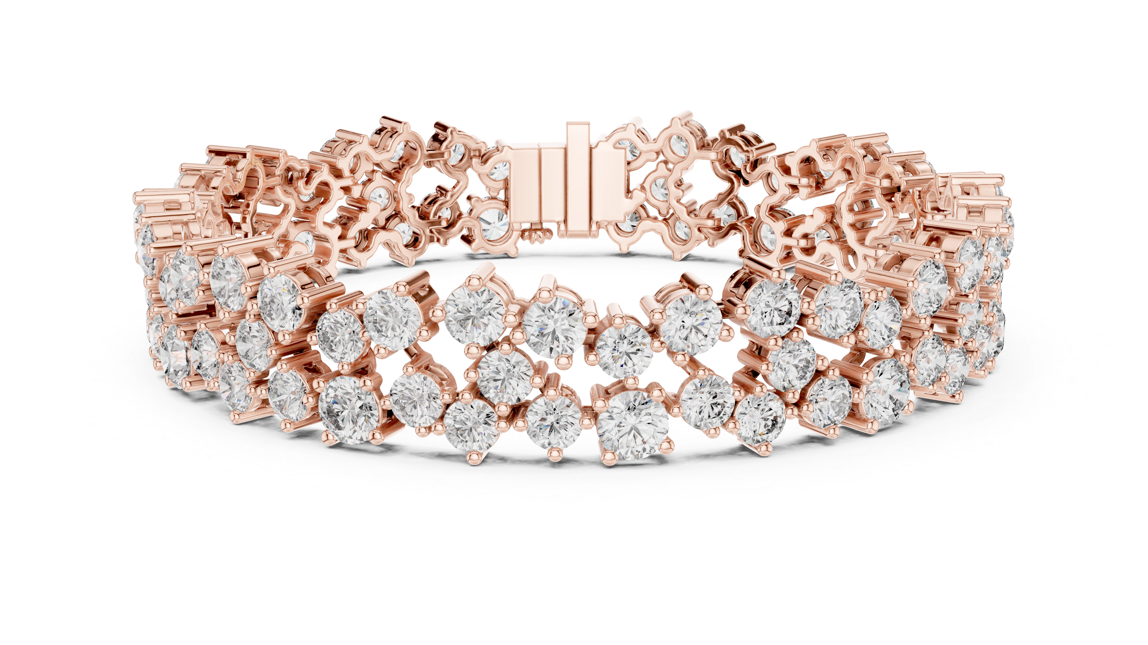 925 Silver Round Moissanite Tennis Bracelet 14K Gold Plated