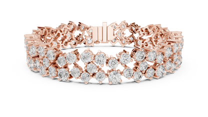 925 Silver Round Moissanite Tennis Bracelet 14K Gold Plated