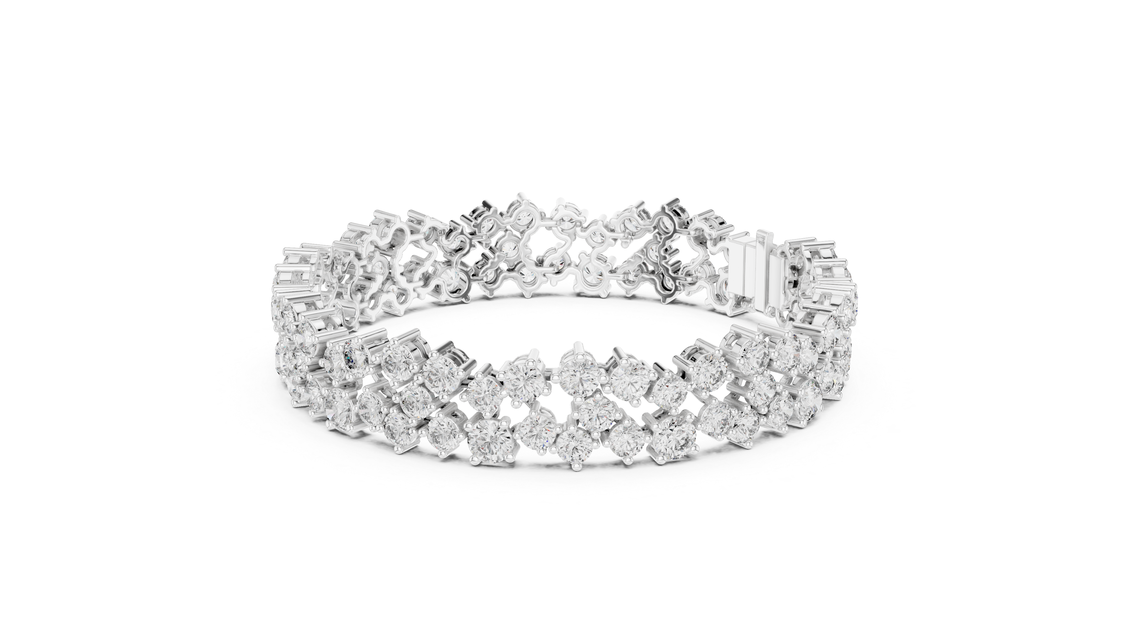 925 Silver Round Moissanite Tennis Bracelet 14K Gold Plated