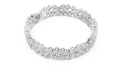 925 Silver Round Moissanite Tennis Bracelet 14K Gold Plated