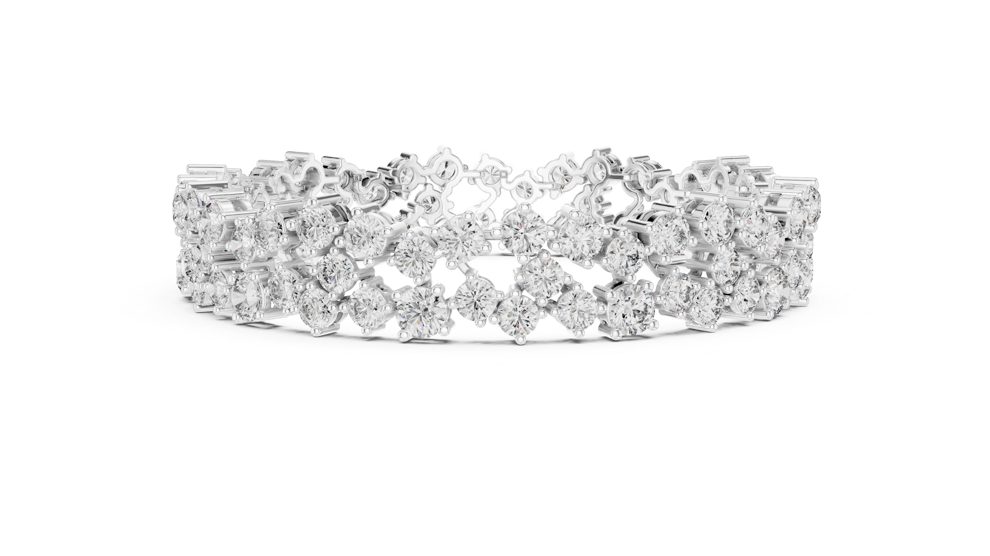 925 Silver Round Moissanite Tennis Bracelet 14K Gold Plated