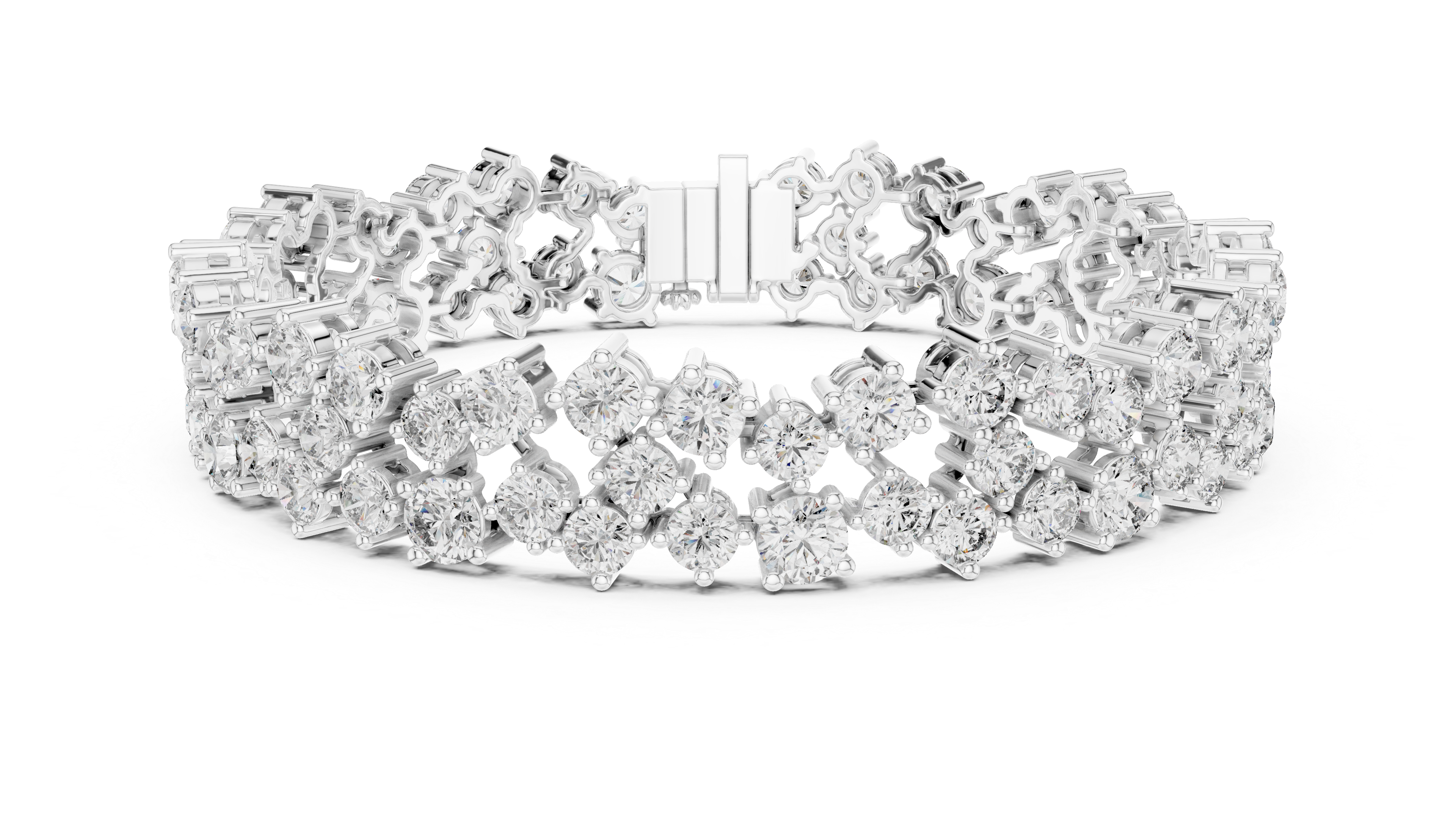 925 Silver Round Moissanite Tennis Bracelet 14K Gold Plated