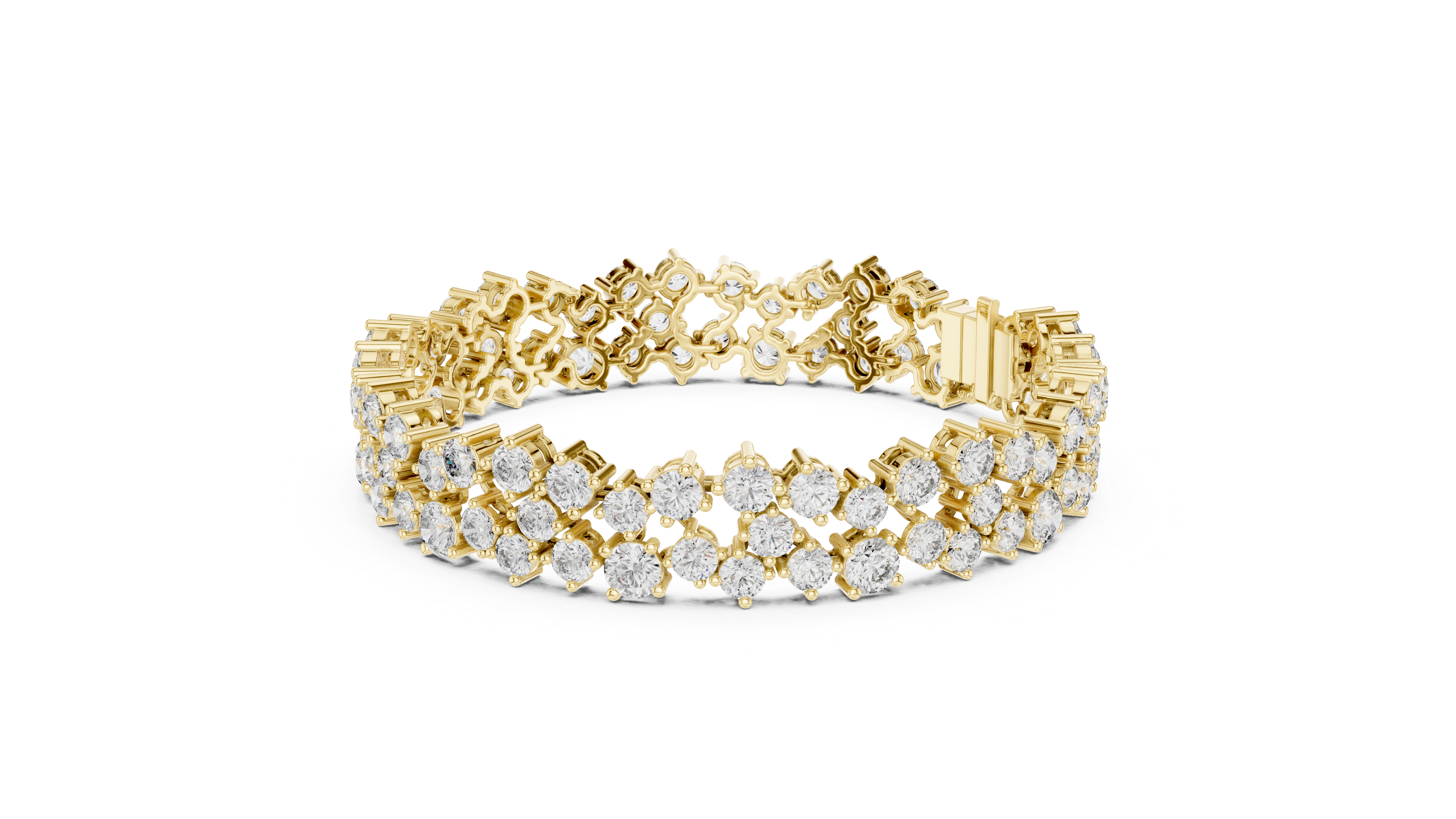 925 Silver Round Moissanite Tennis Bracelet 14K Gold Plated