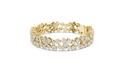 925 Silver Round Moissanite Tennis Bracelet 14K Gold Plated