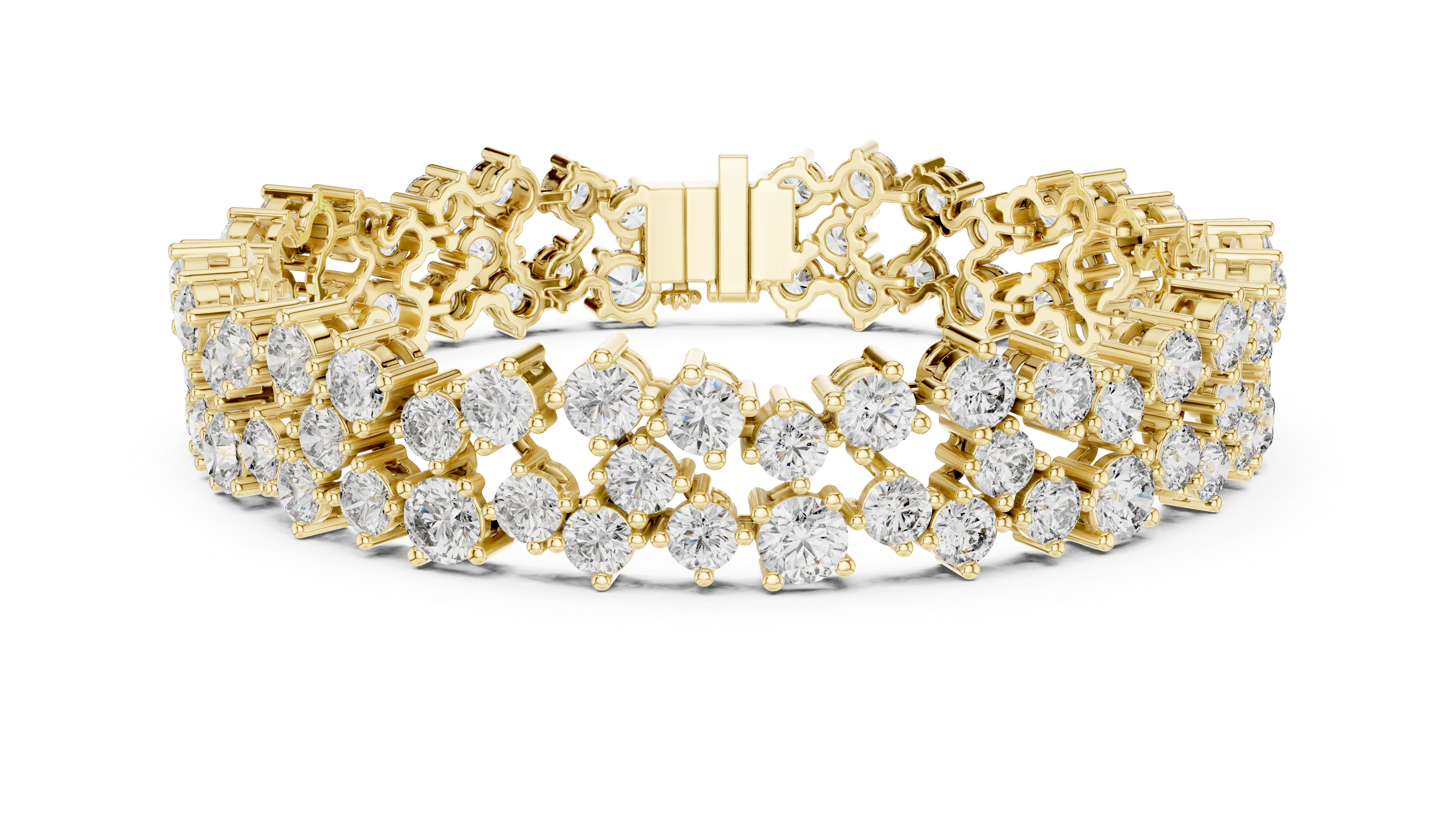 925 Silver Round Moissanite Tennis Bracelet 14K Gold Plated