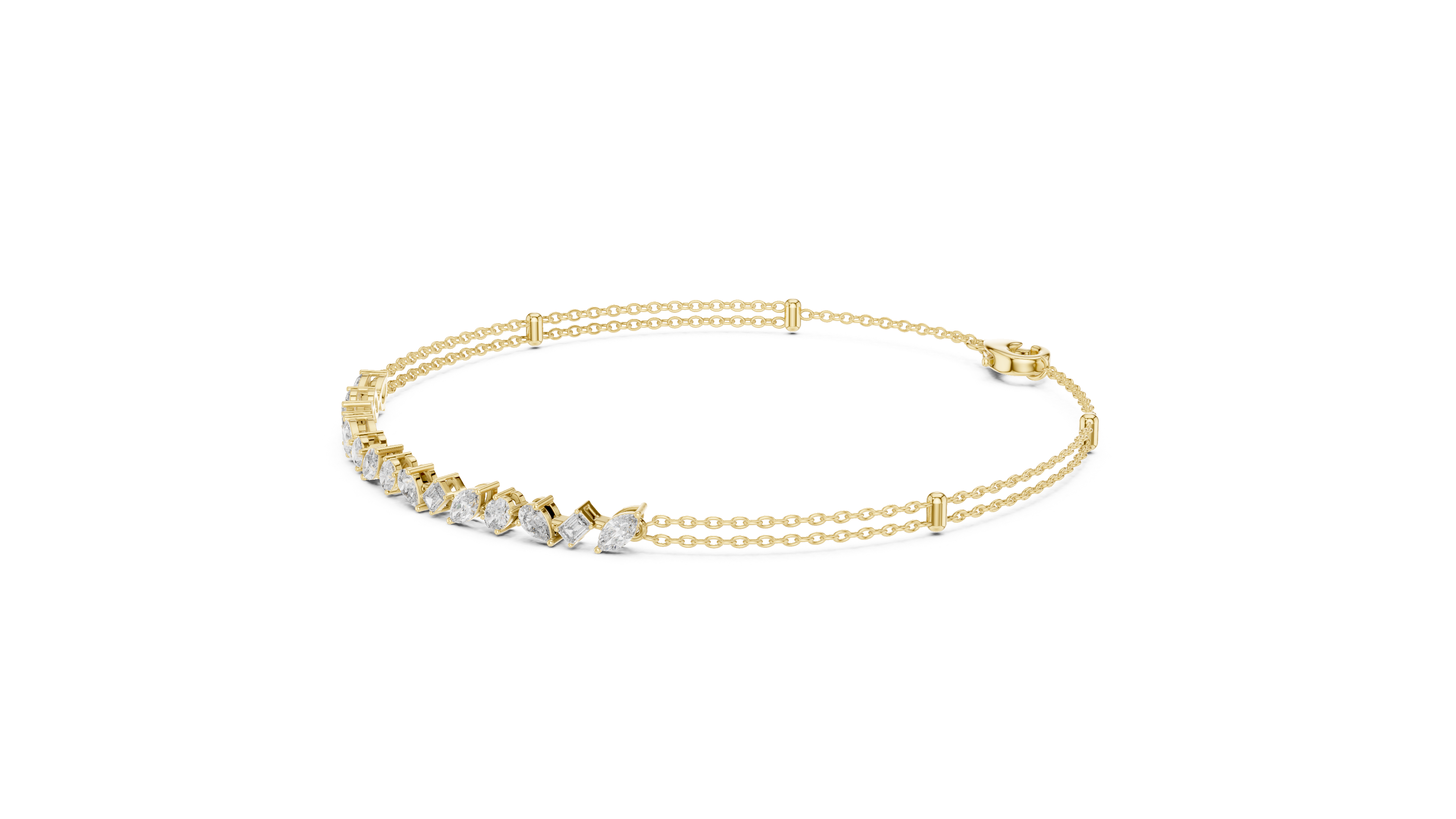 RKC 925 Sterling Silver 0,39Ct Moissanite női karkötő 14K sárga aranyozott, 11,50g
