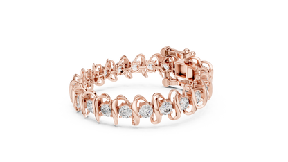 925 Silver Swirl Link Moissanite Tennis Bracelet – 14K Gold Plated
