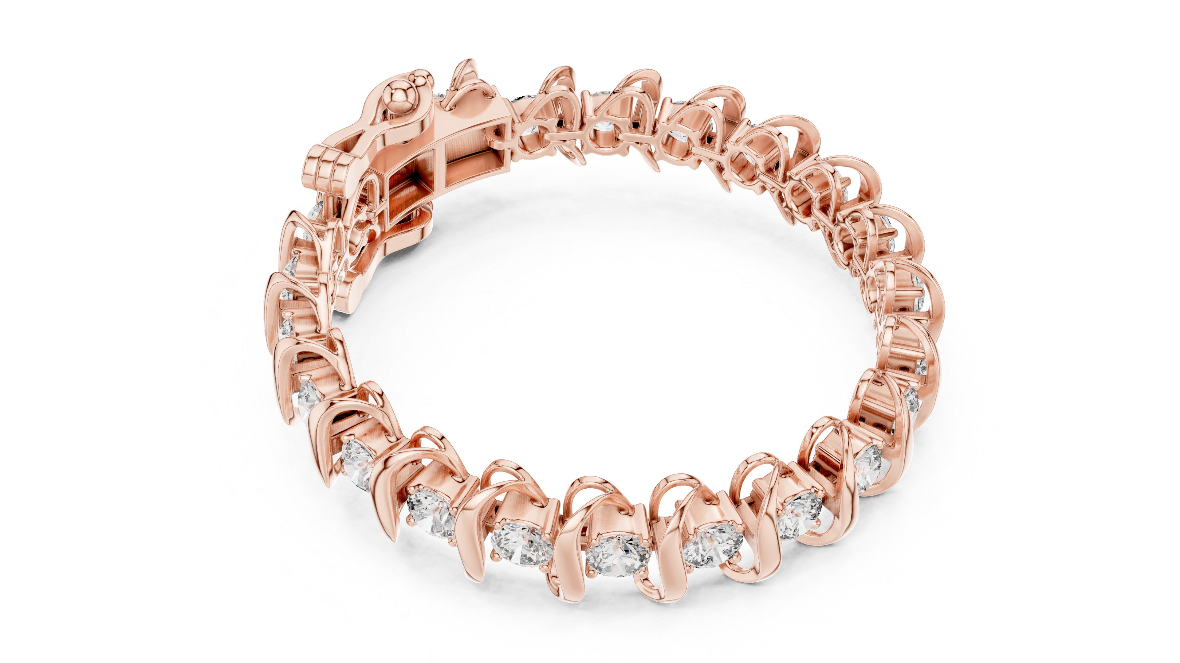 925 Silver Swirl Link Moissanite Tennis Bracelet – 14K Gold Plated