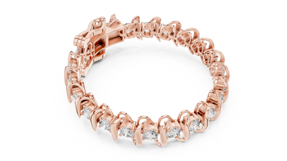 925 Silver Swirl Link Moissanite Tennis Bracelet – 14K Gold Plated