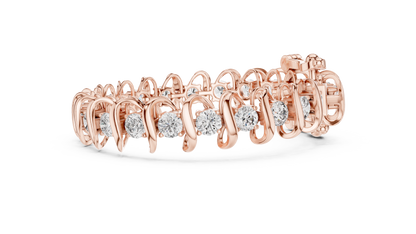 925 Silver Swirl Link Moissanite Tennis Bracelet – 14K Gold Plated