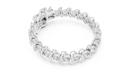 925 Silver Swirl Link Moissanite Tennis Bracelet – 14K Gold Plated