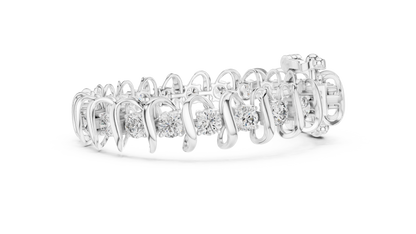 925 Silver Swirl Link Moissanite Tennis Bracelet – 14K Gold Plated