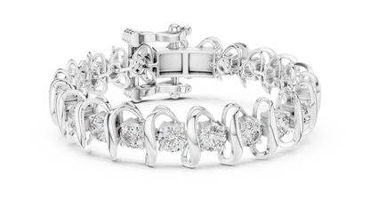 925 Silver Swirl Link Moissanite Tennis Bracelet – 14K Gold Plated