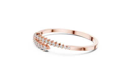 925 Silver Graduated Moissanite Open Cuff Bangle Bracelet – 14K Gold Plated